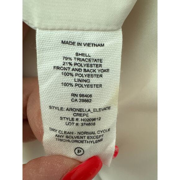 Theory Aronella Elevate Crepe Lace-Yoke Dress in Ivory Size 8 - Picture 10 of 10